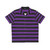 Purple and black striped Hawaiian shirt with a bold, vibrant pattern