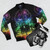 Time Storm Rainbow Bomber Jacket with Doctor Who Inspired Design - Flat lay