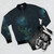 Subnautica Leviathan inspired bomber jacket with dark blue and green colors - Flat lay