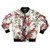 Brown floral and red flowering bomber jacket