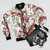 Brown floral and red flowering bomber jacket - Flat lay