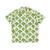 Watercolor broccoli pattern on a vibrant green Hawaiian shirt