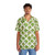 Watercolor broccoli pattern on a vibrant green Hawaiian shirt - People Front
