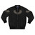 A bomber jacket featuring the iconic dissent collar of Ruth Bader Ginsburg, the notorious Supreme Court justice and feminist icon.