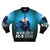 Retro 80s/90s style bomber jacket with clockwork thunder design