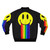 Retro Rainbow Smiley Face Emoticon Bomber Jacket - Back