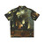 Hieronymus Bosch inspired Hawaiian shirt featuring surreal, medieval-style landscape