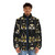 Kemetic puffer jacket featuring Egyptian gods and goddesses - men front