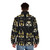 Kemetic puffer jacket featuring Egyptian gods and goddesses - men back