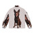 Australian Kelpie dog breed wearing a puffer jacket with a retro design - Back