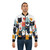 Bomber jacket with a pattern of cats on a white background - Lifestyle
