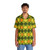 Colorful argyle pattern Hawaiian shirt in yellow, orange, and green - People Front
