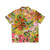 yellow floral vintage hawaiian shirt patterned with peonies