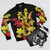 Vibrant orchid bomber jacket in a variety of hot and lively colors - Flat lay