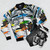Ian Hunter Classic Rock Bomber Jacket with Retro Bubble and Space Design - Flat lay