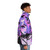 Kawaii anime girl wearing a pastel pink, purple and black puffer jacket - men side right