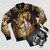 Pallas Athena Art Nouveau Bomber Jacket with Greek Goddess Mythology Imagery - Flat lay
