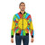 A colorful bomber jacket with a radiant sunshine, rainbows, and a positive quote to spread happiness and positivity. - Lifestyle