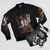 Ash vs Evil Dead inspired bomber jacket with horror design elements - Flat lay