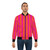 Striped bomber jacket in hot fuchsia pink and burnt orange colors - Lifestyle