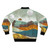 Night fog abstract bomber jacket featuring a contemporary landscape design with clouds, mountains, and celestial elements. - Back