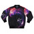 Cosmic space surfing bomber jacket with galaxy, stars, and cosmic design