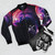 Cosmic space surfing bomber jacket with galaxy, stars, and cosmic design - Flat lay