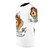 A t-shirt featuring a whimsical illustration of a sad dog in a bonnet, inspired by the character Poor Nana from the Peter Pan stories. - men left