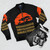 African lion silhouette design on a bomber jacket - Flat lay