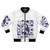 Vintage-inspired bomber jacket featuring the Olivia's Tour 2024 logo and design elements.