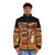 Kaleidoscope inspired puffer jacket with vibrant psychedelic colors and patterns - men front
