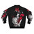 Anime-inspired bomber jacket with dark, monochrome design and bloody imagery - Back
