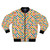 Colorful checkered pattern bomber jacket with a trendy and nostalgic aesthetic