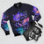Cosmic Whale Shark Bomber Jacket with Space-Themed Design - Flat lay