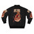 A bomber jacket featuring a street fighter-inspired "shoryuken" ramen noodle design - Back