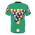Stylish t-shirt featuring a colorful design of pool balls on a green felt table - Back