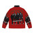 A red puffer jacket with the iconic Kiss band logo and makeup design - Back