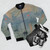 Cezanne's Impressionist painting "Sunrise, Soleil Levant" printed on a high-definition bomber jacket - Flat lay