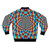 Psychedelic optical illusion rainbow pattern bomber jacket - Back