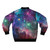 Galaxy bomber jacket featuring planets, stars, and cosmic patterns - Back