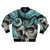 Bomber jacket with intricate oil painting design featuring skulls, octopus, and metro scene