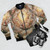 Vintage bomber jacket featuring the iconic Sistine Chapel ceiling by Michelangelo - Flat lay