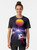 80s retro neon pop art graphic t-shirt with skyway, race cars, and stars - Women