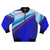Retro 70s disco-inspired bomber jacket with colorful streaks of light pattern