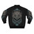 Forest Lord Scandinavian Mythology Bomber Jacket featuring Nordic symbols, bear, and night sky imagery - Back