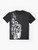 Saxophone keywork painting in monochrome on a graphic t-shirt - Flat lay