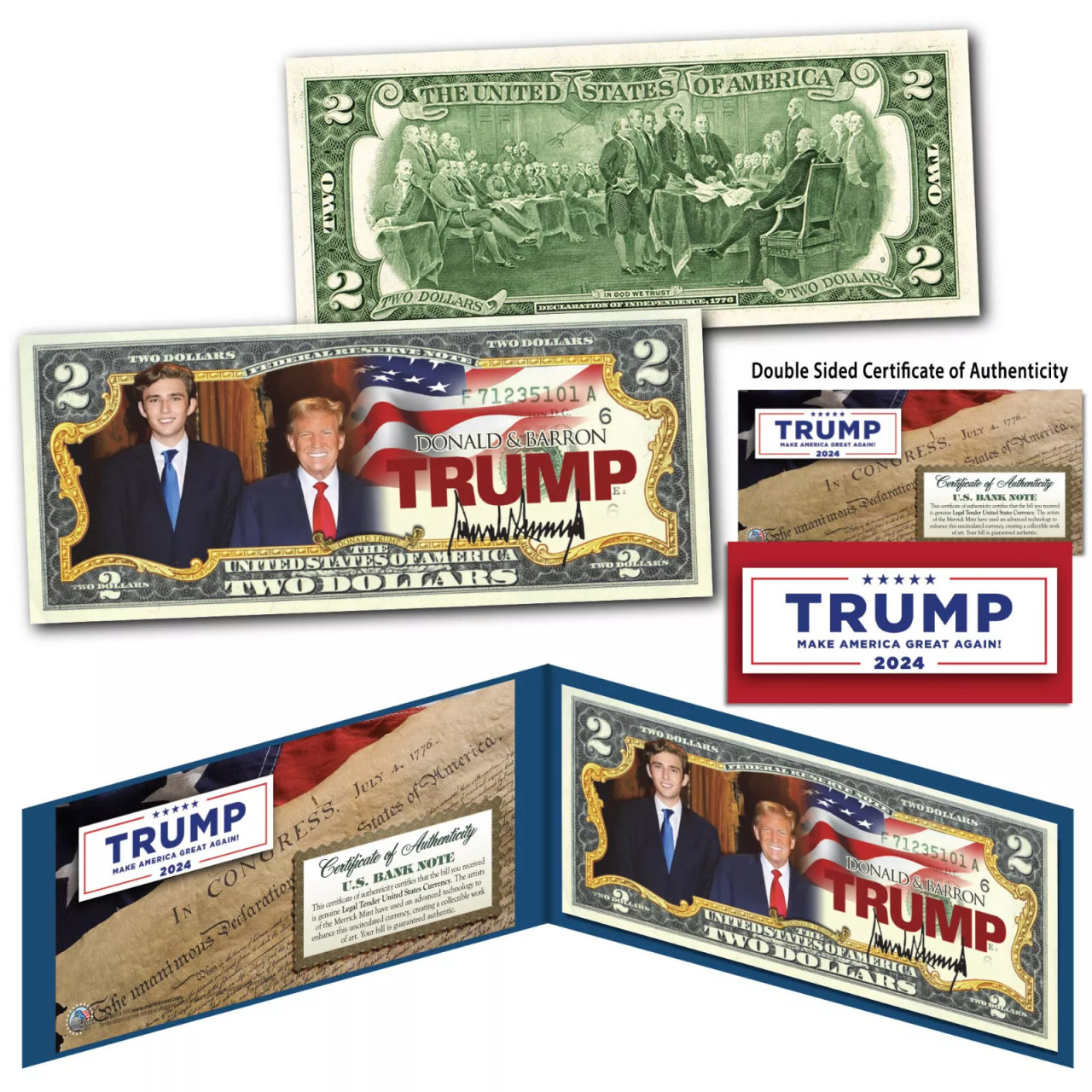 DONALD TRUMP STILL MY PRESIDENT COLORIZED U.S.A. Real $2 BILL! W/ COA