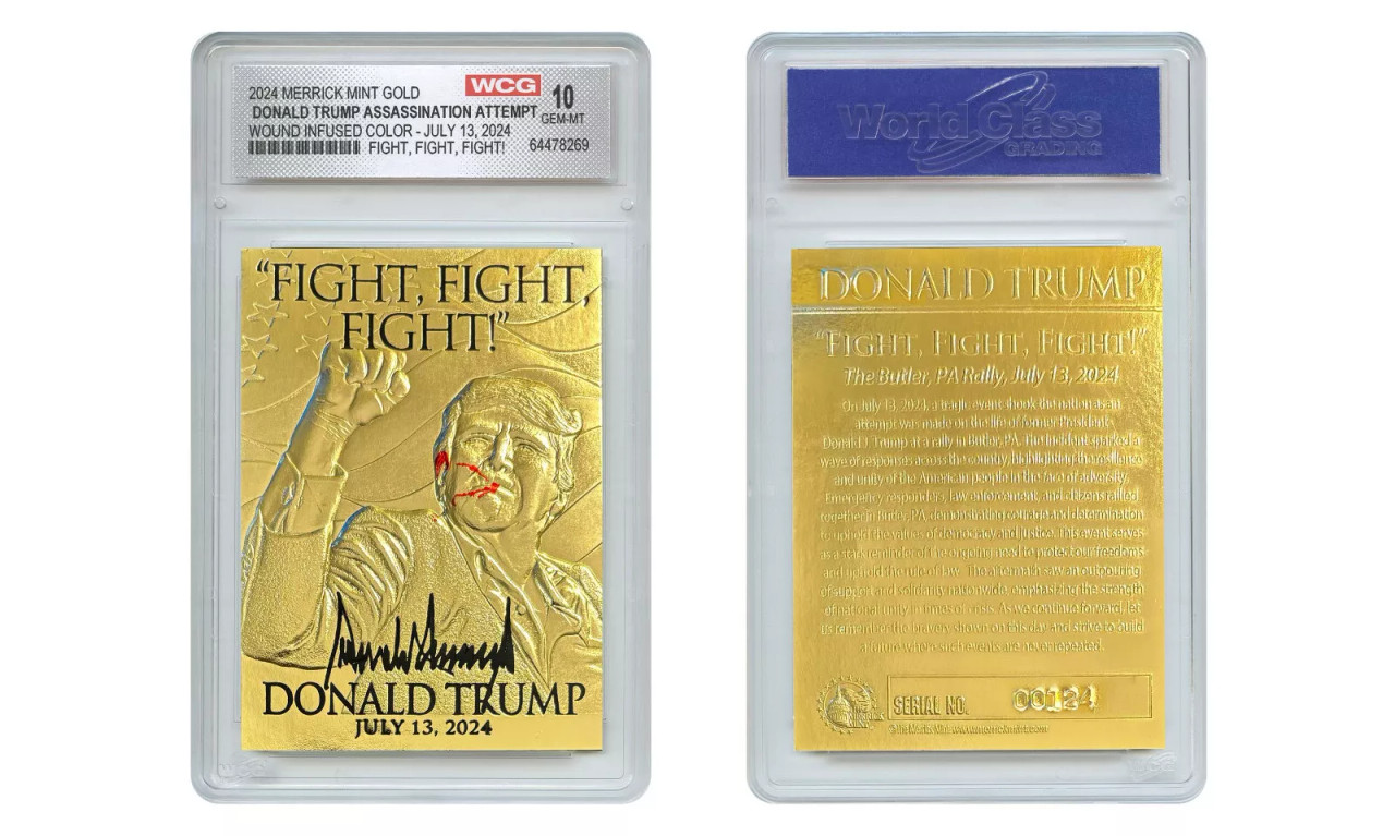 DONALD TRUMP Assassination Fight WOUND INFUSED COLOR GOLD CARD