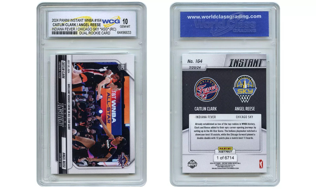 2024 WNBA Panini CAITLIN CLARK / ANGEL REESE Dual ROOKIE Card #164 - GM 10