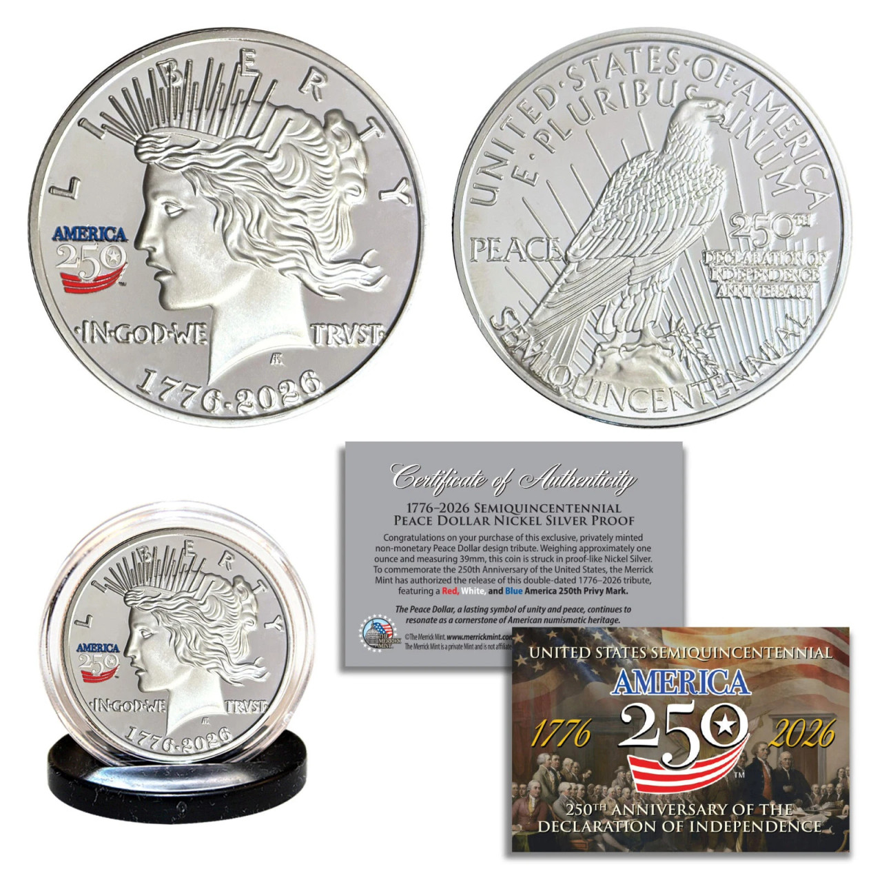 アメリカ銀貨 1776-2026 America 250 Privy PEACE DOLLAR Nickel-Silver Proof